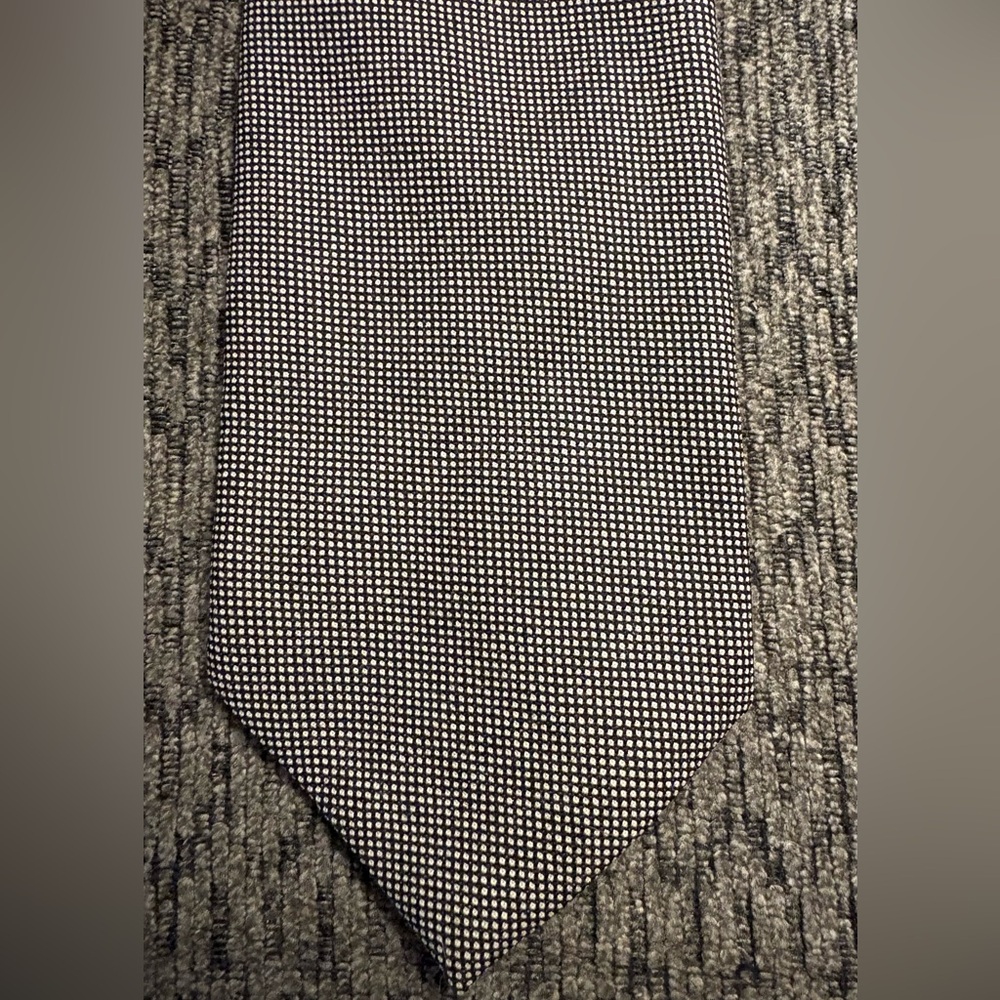 Basile 100% Wool Tie Made In Italy Black And White Tiny Checks